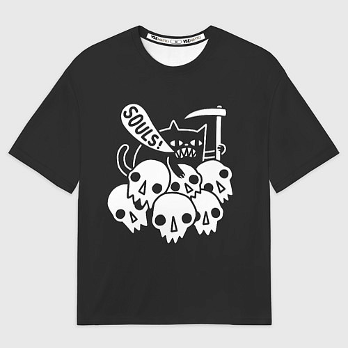 Женская футболка оверсайз Кот - Жнец / 3D-принт – фото 1