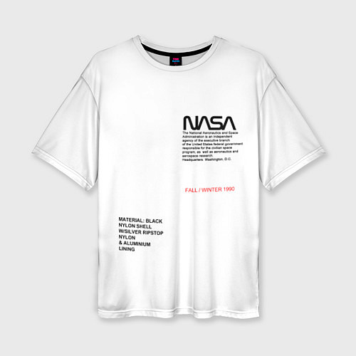 Женская футболка оверсайз NASA БЕЛАЯ ФОРМА / 3D-принт – фото 1