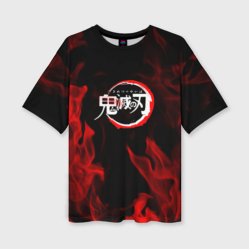 Женская футболка оверсайз Клинок рассекающий демонов пламя / 3D-принт – фото 1