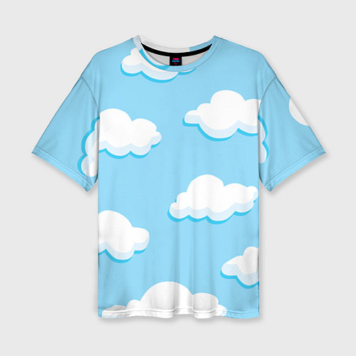 Женская футболка оверсайз Белые облака / 3D-принт – фото 1