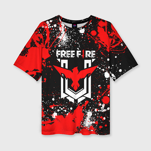 Женская футболка оверсайз Free Fire: Брызги и капли красок / 3D-принт – фото 1