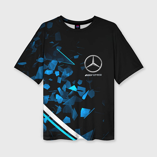 Женская футболка оверсайз Mercedes AMG Осколки стекла / 3D-принт – фото 1