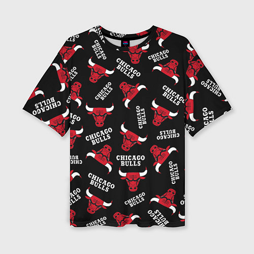 Женская футболка оверсайз CHICAGO BULLS БЫКИ УЗОР / 3D-принт – фото 1