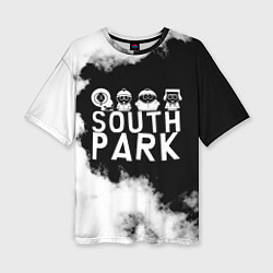 Женская футболка оверсайз Все пацаны на черном фоне Южный Парк