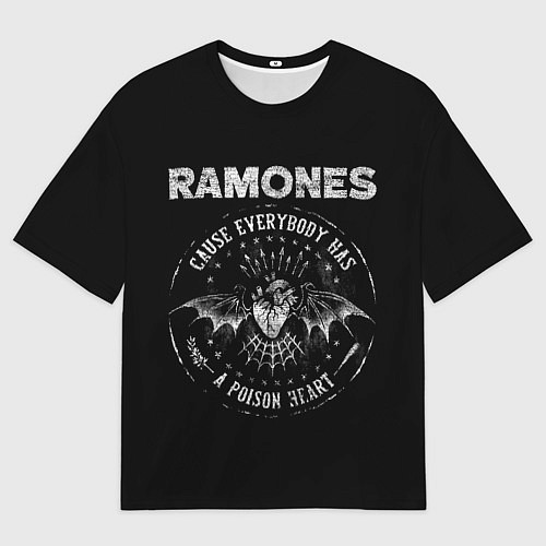 Женская футболка оверсайз Сердце Рамонс / 3D-принт – фото 1