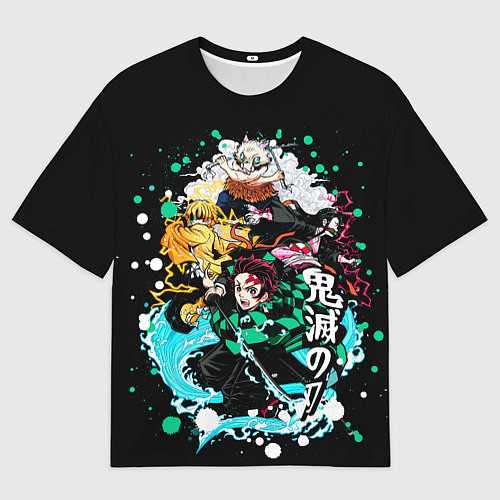 Женская футболка оверсайз Клинок рассекающий демонов главные герои / 3D-принт – фото 1