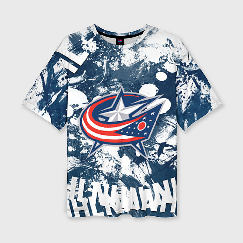 Женская футболка оверсайз Коламбус Блю Джекетс, Columbus Blue Jackets / 3D-принт – фото 1