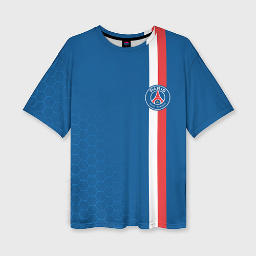 Женская футболка оверсайз PSG SPORT STRIPES UNIFORM / 3D-принт – фото 1