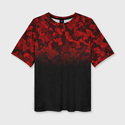 Женская футболка оверсайз BLACK RED CAMO RED MILLITARY