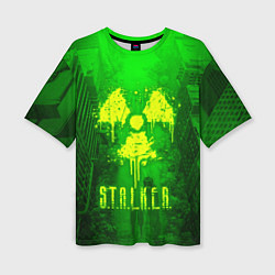 Женская футболка оверсайз STALKER LOGO RADIATOIN NEON TOXIC