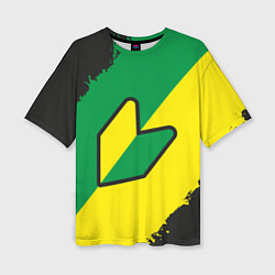 Женская футболка оверсайз JDM GREEN YELLOW LOGO