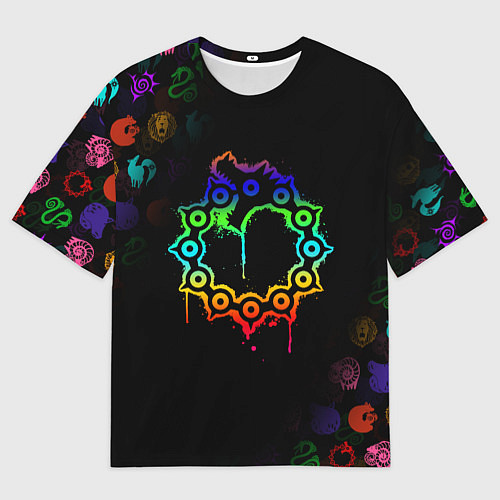 Женская футболка оверсайз МЕЛИОДАС 7 СМЕРТНЫХ ГРЕХОВ ЦВЕТНОЙ / 3D-принт – фото 1