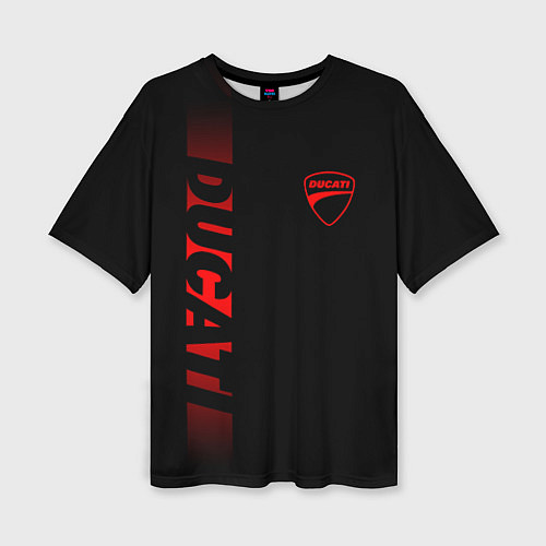 Женская футболка оверсайз DUCATI BLACK RED LINE / 3D-принт – фото 1