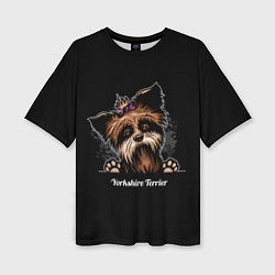 Футболка оверсайз женская Собачка Йоркширский Терьер, цвет: 3D-принт