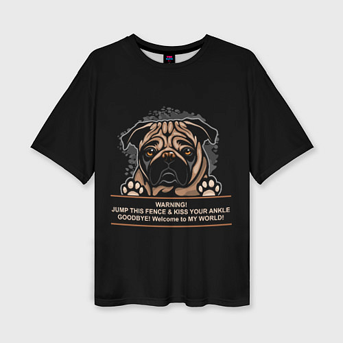 Женская футболка оверсайз Собака Мопс / 3D-принт – фото 1