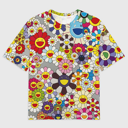 Женская футболка оверсайз Flower Superflat, Такаши Мураками / 3D-принт – фото 1