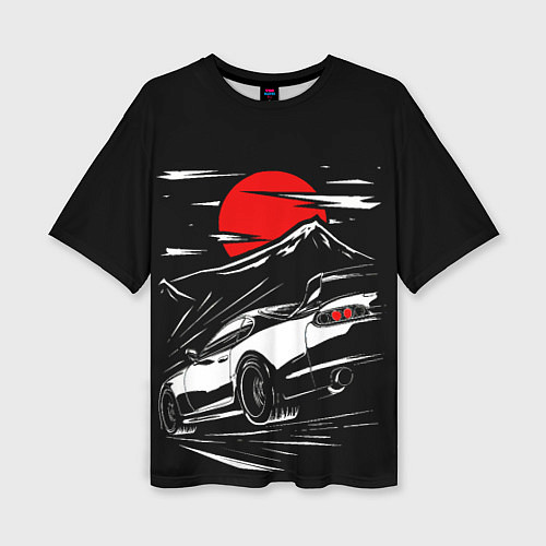 Женская футболка оверсайз Toyota Supra: Red Moon / 3D-принт – фото 1