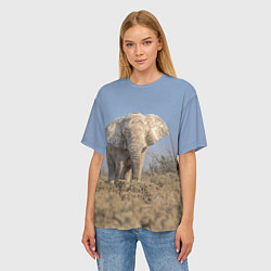 Футболка оверсайз женская Африканский белый слон, цвет: 3D-принт — фото 2