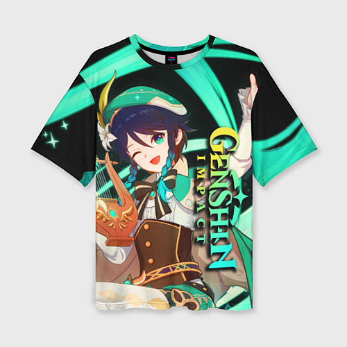 Женская футболка оверсайз Венти - Геншин импакт / 3D-принт – фото 1