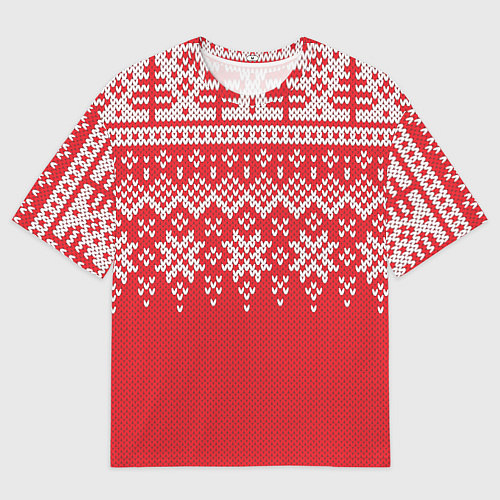 Женская футболка оверсайз Knitted Pattern / 3D-принт – фото 1