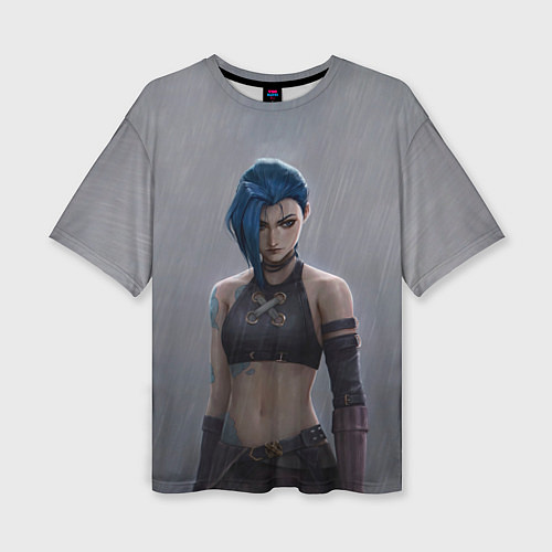 Женская футболка оверсайз Джинкс под дождём / 3D-принт – фото 1