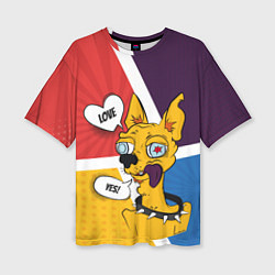 Женская футболка оверсайз Comics Пес Dog Love Yes