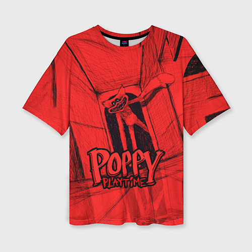 Женская футболка оверсайз Poppy Playtime: Red Room / 3D-принт – фото 1