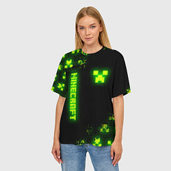 Футболка оверсайз женская MINECRAFT NEON LOGO CREEPER, цвет: 3D-принт — фото 2