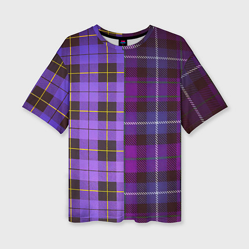 Женская футболка оверсайз Purple Checkered / 3D-принт – фото 1