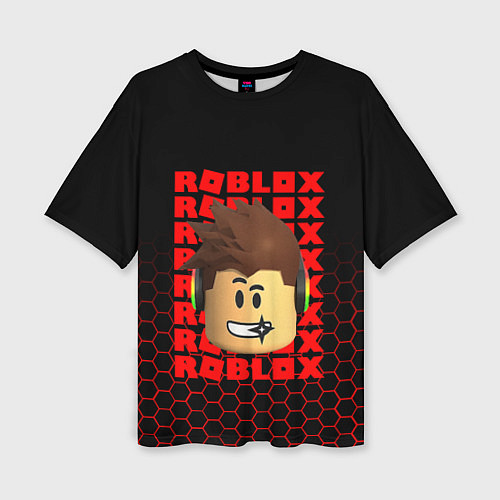 Женская футболка оверсайз ROBLOX LEGO FACE УЗОР СОТЫ / 3D-принт – фото 1