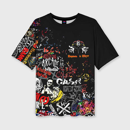 Женская футболка оверсайз КОРОЛЬ И ШУТ ЛОГО РОК ГРУПП / 3D-принт – фото 1