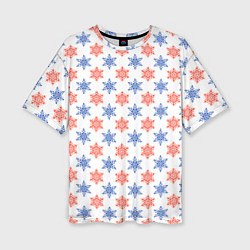 Женская футболка оверсайз Снежинки паттернsnowflakes pattern
