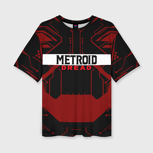 Женская футболка оверсайз Metroid Dread Black Red Logo / 3D-принт – фото 1