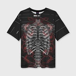 Женская футболка оверсайз Биомеханический скелет cyberpunk