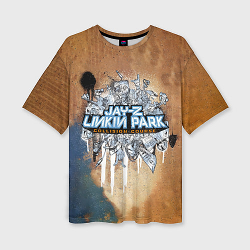 Женская футболка оверсайз Collision Course - Jay-Z и Linkin Park / 3D-принт – фото 1