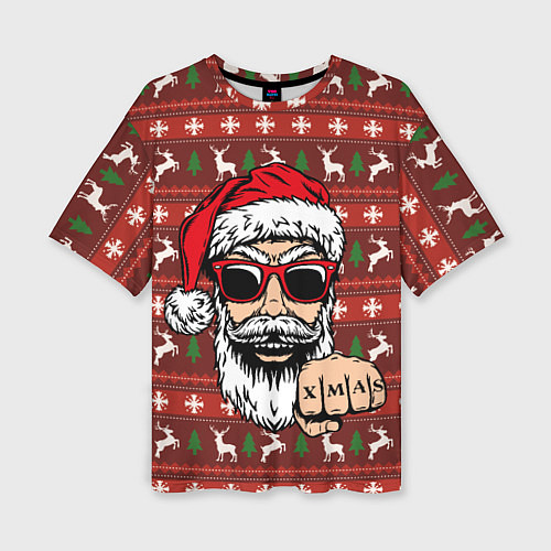 Женская футболка оверсайз Bad Santa Плохой Санта / 3D-принт – фото 1
