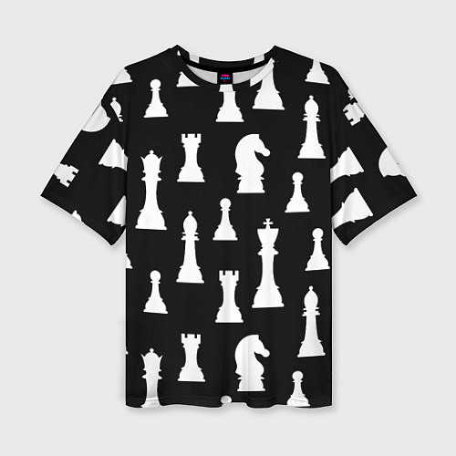 Женская футболка оверсайз Белые шахматные фигуры / 3D-принт – фото 1