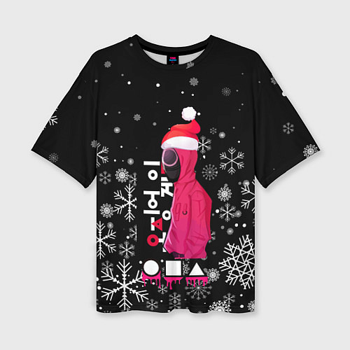Женская футболка оверсайз Игра в кальмара Новогодний / 3D-принт – фото 1
