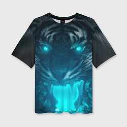 Женская футболка оверсайз Неоновый водяной тигр 2022
