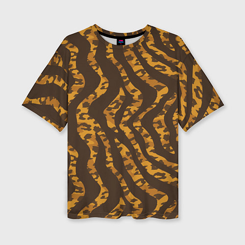Женская футболка оверсайз Шкура тигра леопарда гибрид / 3D-принт – фото 1
