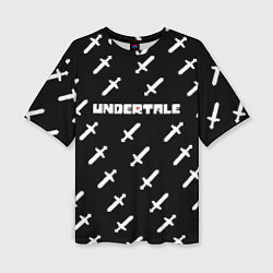 Женская футболка оверсайз UNDERTALE LOGO СРАЖЕНИЕ, МЕЧИ