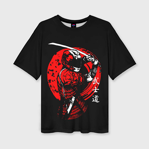 Женская футболка оверсайз МОТО САМУРАЙ С КАТАНОЙ JAPAN SAMURAI / 3D-принт – фото 1