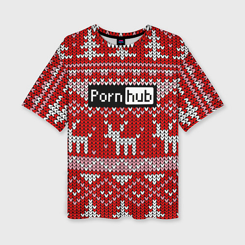Женская футболка оверсайз Porn Hub новогодний / 3D-принт – фото 1