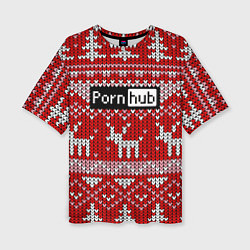 Женская футболка оверсайз Porn Hub новогодний