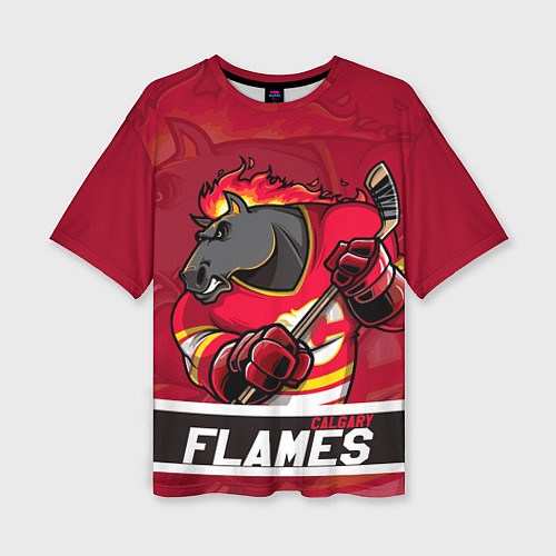 Женская футболка оверсайз Калгари Флэймз, Calgary Flames / 3D-принт – фото 1