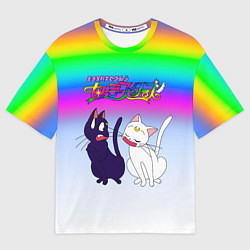 Футболка оверсайз женская Луна и Артемис под радугой, цвет: 3D-принт