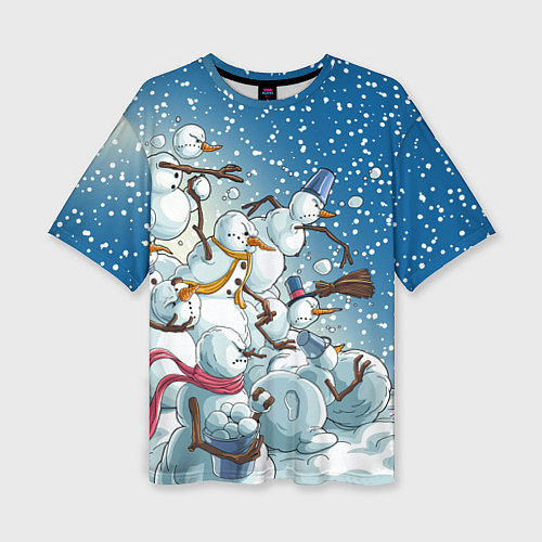 Женская футболка оверсайз Боевые снеговики: атака / 3D-принт – фото 1