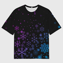 Футболка оверсайз женская Новогодние снежинки Градиент, цвет: 3D-принт
