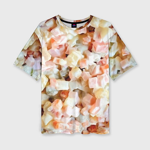Женская футболка оверсайз Салат Оливье Новогодняя Оливьешка / 3D-принт – фото 1
