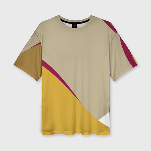 Женская футболка оверсайз Линии На бежевом Фоне / 3D-принт – фото 1